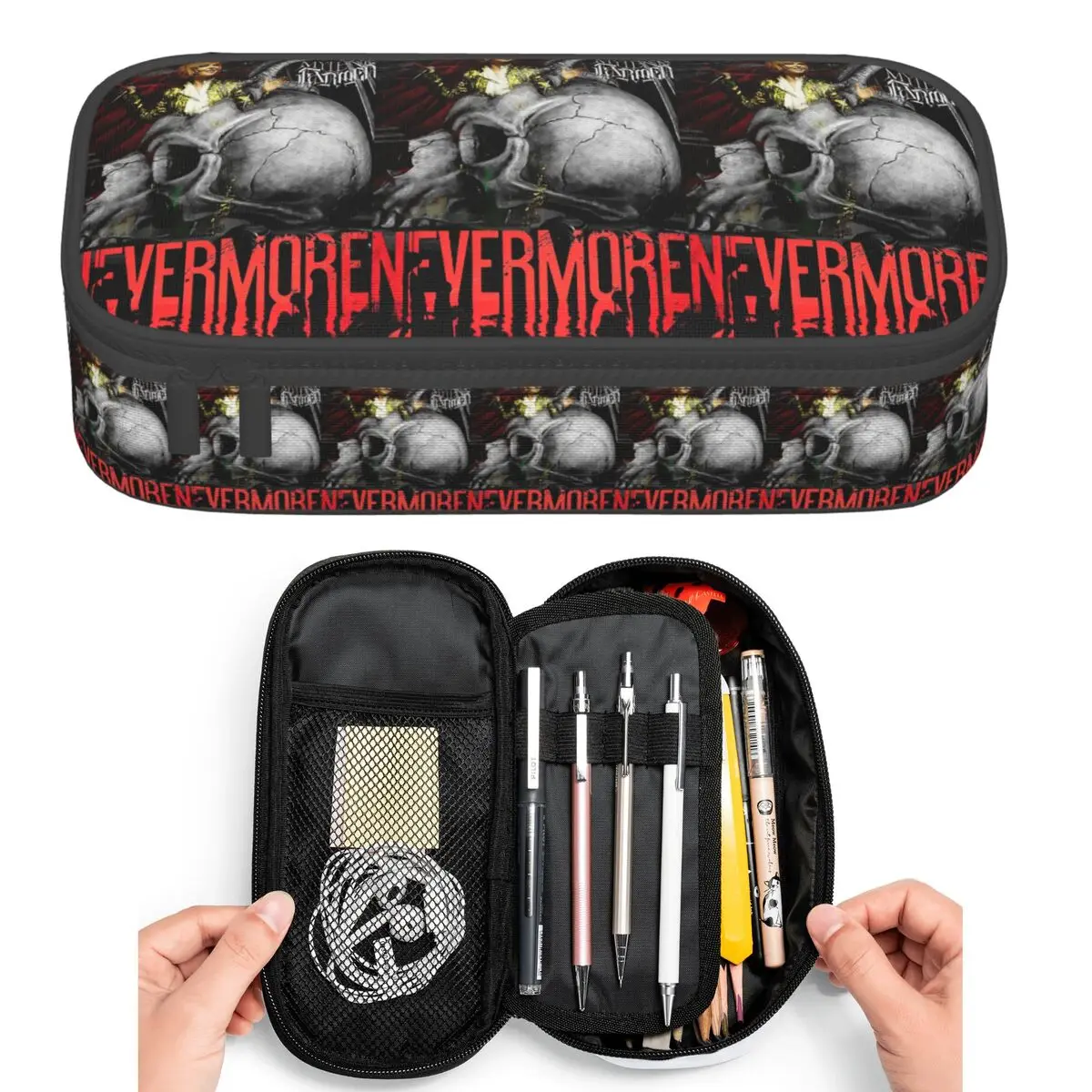 

Nevermore Skeleton Mylene Farmer Pencil Cases for Students Pen Box Pencil Bag Large Storage Pencil Pouch Pen Holder