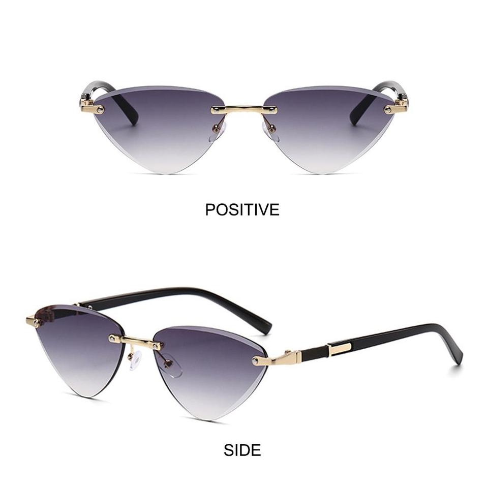  Fashion Triangular Cat Eye Sunglasses Punk UV400 Protection Unique Temples Shades Cut-Edge Hip-Hop Sun Glasses Unisex 