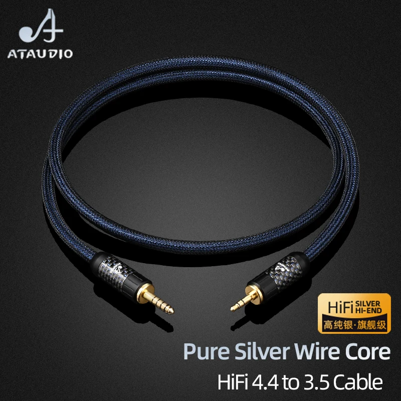 

ATAUDIO Pure Silver HiFi 4.4mm to 3.5mm Audio Cable with Gold Plated 4.4mm Balance to 3.5mm Adapter Cable for Phone Headphone