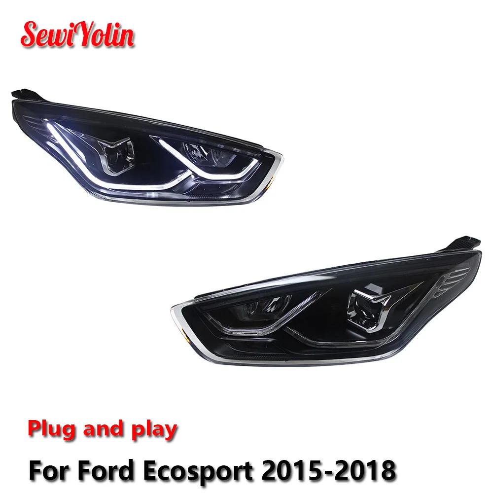 

Автомобильные светодиодные фары в сборе для Ford Ecosport 2015-2018, авто противотуманные фары DRL, стоп-сигнал, указатель поворота Plug and Play