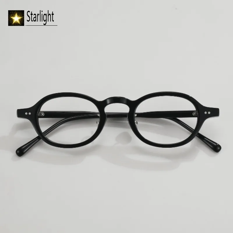 

High Quality Acetate Small Glasses Frame Women Oval Eyeglass Frames Men Light Yellow Reading Prescription Myopia Customized Logo