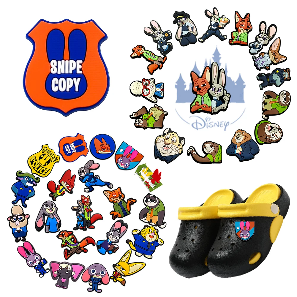 

New Disney Zootopia Judy Hopps & Nick Wilde Mixed Shoe Charms DIY Craft Accessories for Kids &Birthday Gifts & Xmas Favors