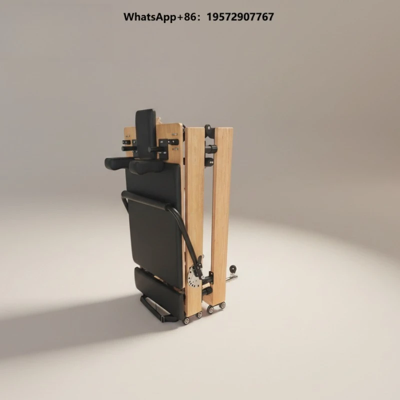 Portable Oak Foldable Pilates Reformer Machine for Home Private Yoga Exercise Core Body Shaping Bed