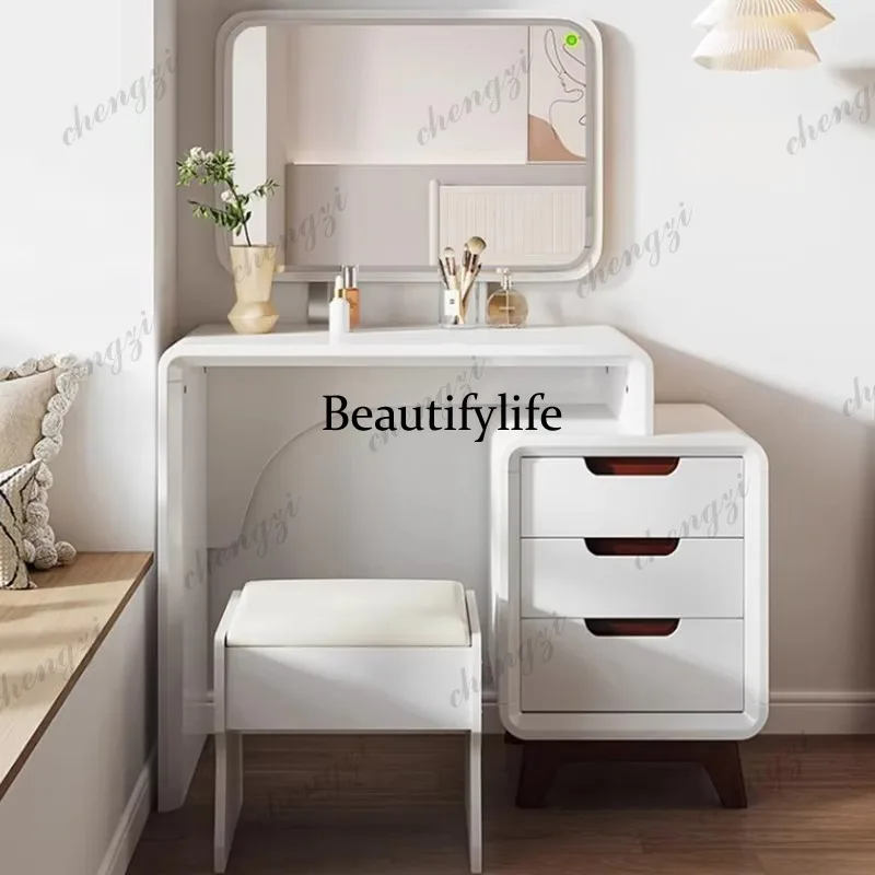 Women White Dressing Table Minimal Design Luxury Organizer Dressing Table Drawers Texture Kommode Schlafzimmer