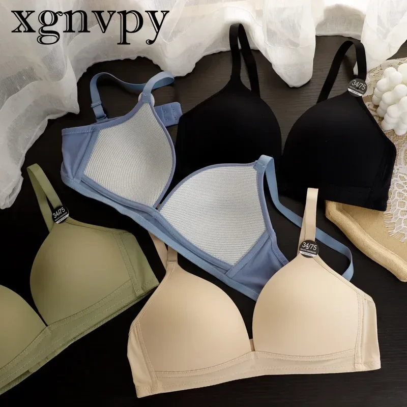 xgnvpy Seamless Bras Women Underwear Sexy Lingerie Fashion Brassiere Top Candy Color Adjustable Push Up Bralette