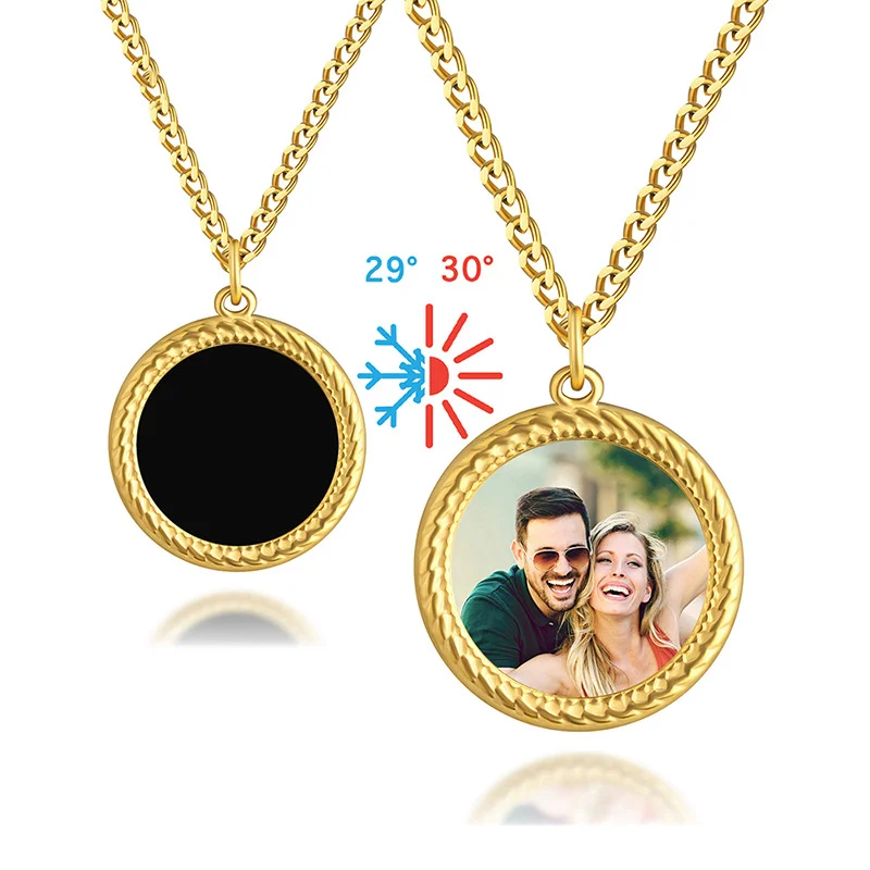 DHQH Wholesale Customized Photo Necklace Hidden Personalized Picture Hot Activation Magic Round Necklace Christmas Gift For Her