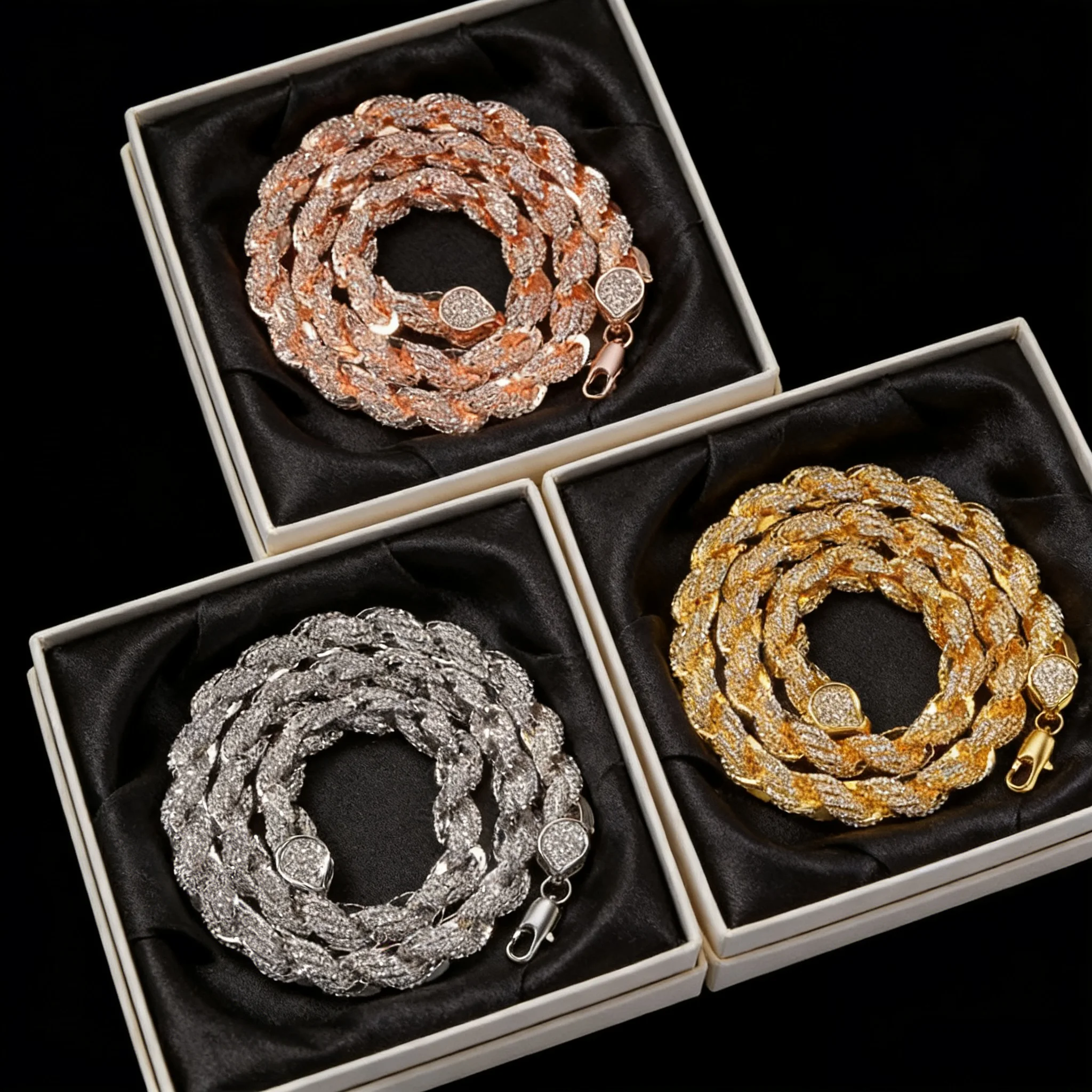 9mm Bling Rope Chain Choker Necklace Gold Silver Color Iced Out Rhinestones Hiphop Jewelry For Men Women Drop Shipping 24inch