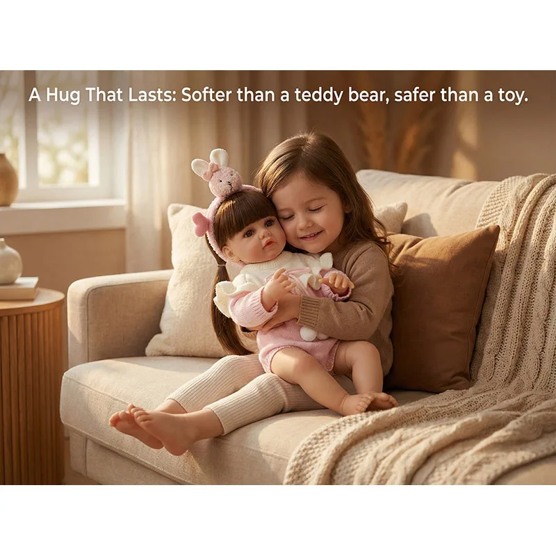 22 Zoll 55 cm Prinzessin Mädchen Betty Vollvinylkörper Neugeborene Puppe mit langen Haaren