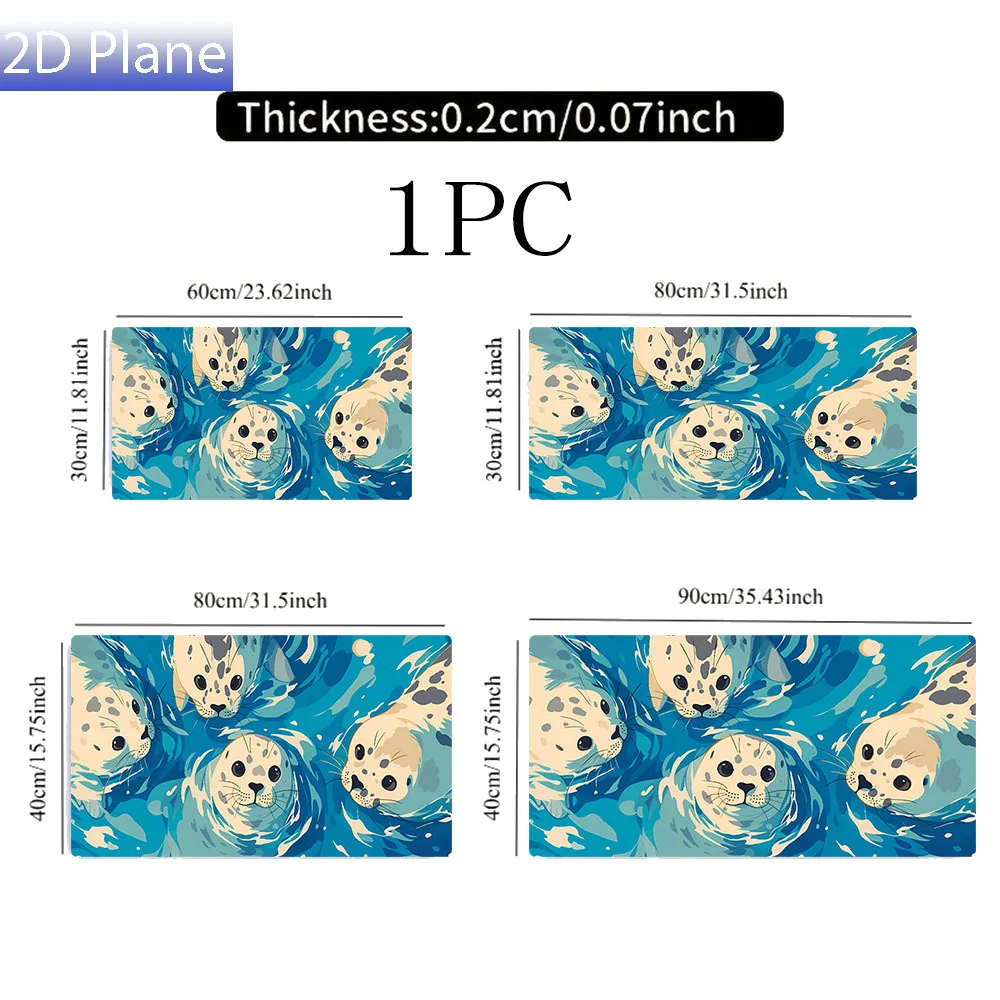 1pc Cute Animal Spotted Seal Blue Ocean Mammal Large Gaming Mouse Pad, Smooth Keyboard Mat with Stitched Edges, Non-Slip Rubber Base - Perfect for Office And