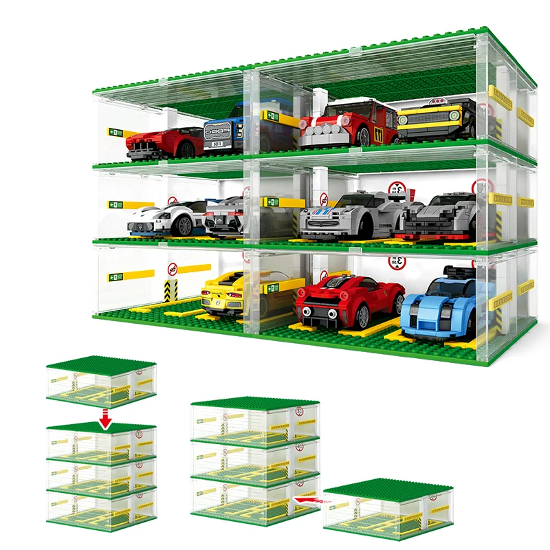 

2024 Boys City Speed Champion Racing Car Parking Display Cabinet Building Blocks Model Creative RC Bricks Set Kids For Toys Gift