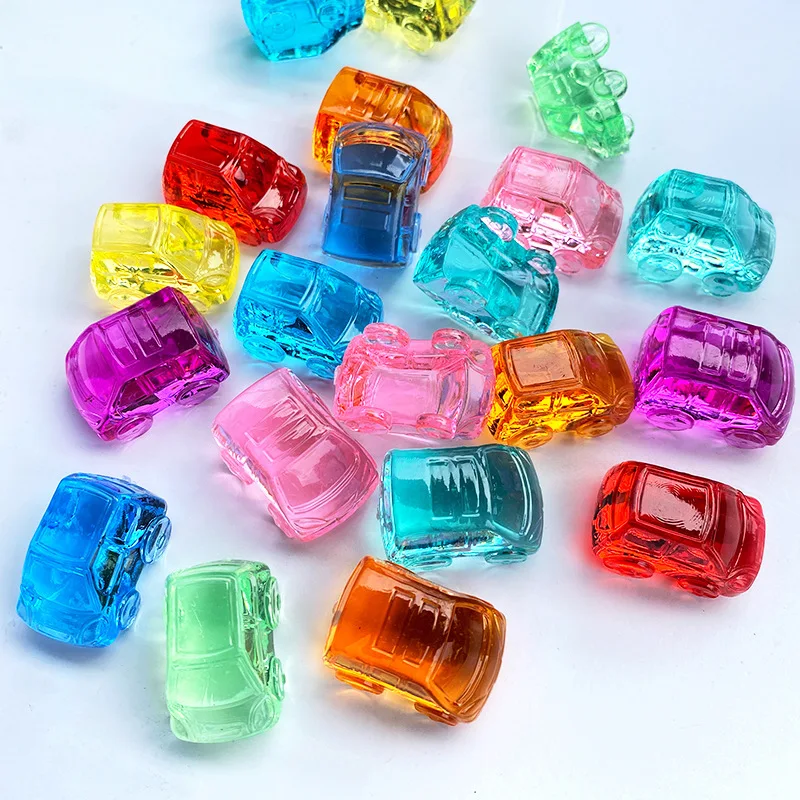 Camal 10Pcs Acrylic Colorful 20*30mm Car Model Shaped Funny Pressure Relief Plaything Children Cartoon Toy Desktop DIY Ornament