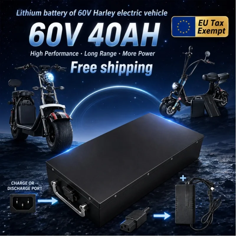 Premium 60V 20Ah/30Ah/40Ah Lithium-Ionen-Akku für Harley Elektromotorräder, geeignet für Motoren unter 3000W.