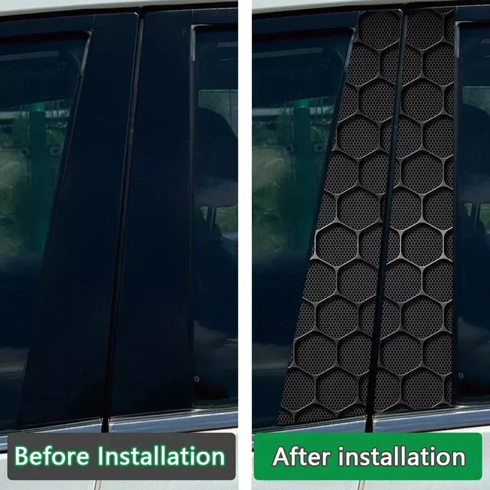 

2pcs For Honeycomb Car Decal Car B-pillar Sticker Vinyl Waterproof DIY Car Door Post Decal Cover Scratched Car Decal