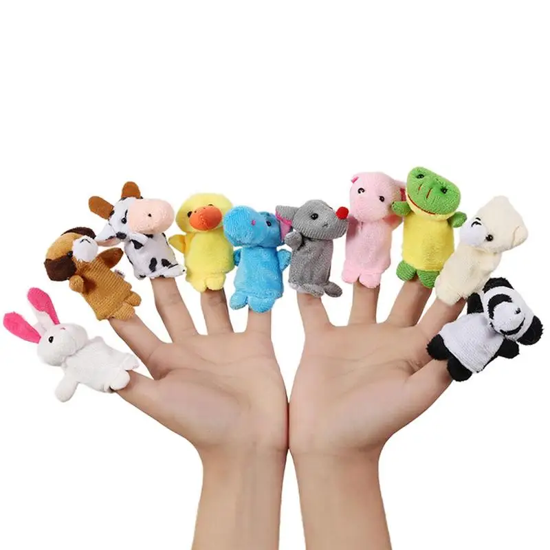 Animal Story Finger Puppet Toy Set, fantoche de mão interativo, boneca macia para festa, 10 pcs