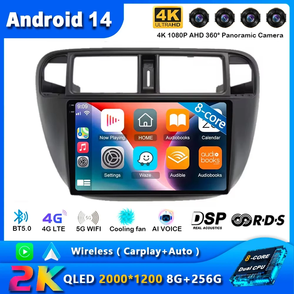 Android 14 For Honda Civic (EJEKEM) 1995 - 2001 Multimedia Car Radio Monitor Screen Video Player GPS Navigation Stereo Head Unit