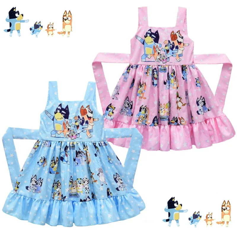 

Blueys Creative Peripherals Children's Dress Cute Bingo Family Print Suspender Princess Dress Birthday Gift Summer Dress
