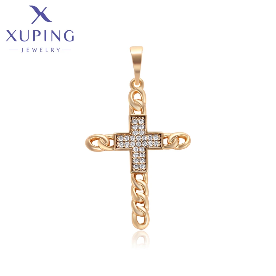 Xuping Jewelry New Trendy Cross Charms Pendant Necklaces with Stone  for Women Party Gift Gold Plated Jewellery X000759156