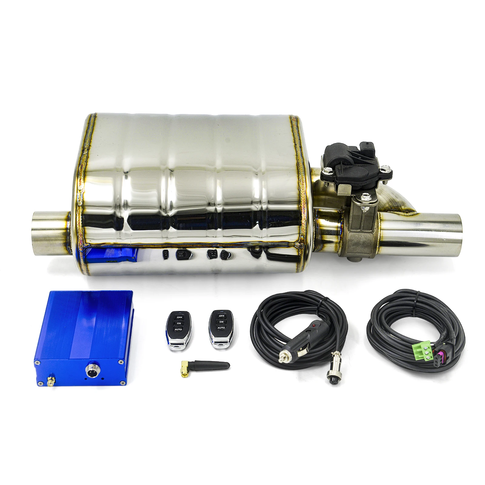 Uitlaatdemper Elektrische klep Uitlaatuitsparing met afstandsbediening Set 51/63/70/76MM - afbeelding 1