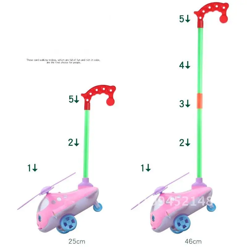 1Pcs Vocalization Telescopic Tongue Propeller Rotate Cute Little Aircraft Children Toddler Trolley Creative Pink Vehicles Toys