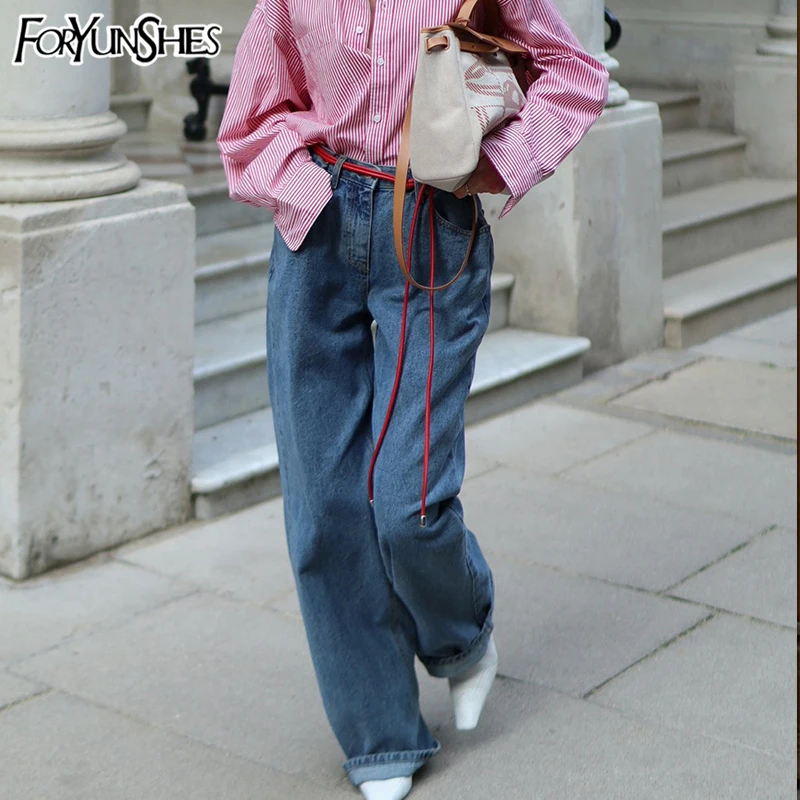 

Женские широкие повседневные джинсы с высокой талией, винтажные мешковатые джинсовые брюки, осень-зима 2024, одежда в стиле Харадзюку Y2K, брюки для девочек