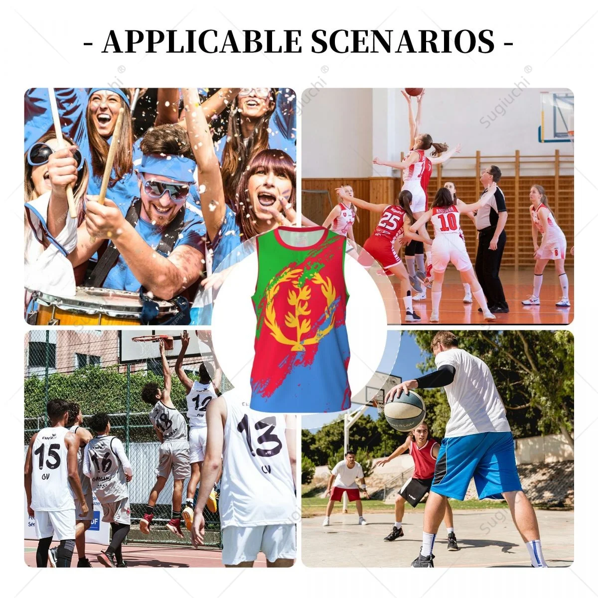 Men Basketball Sports Eritrea Flag Running Fitness Multifunction Jersey Sleeveless shirt Custom Name Nunber Exclusive