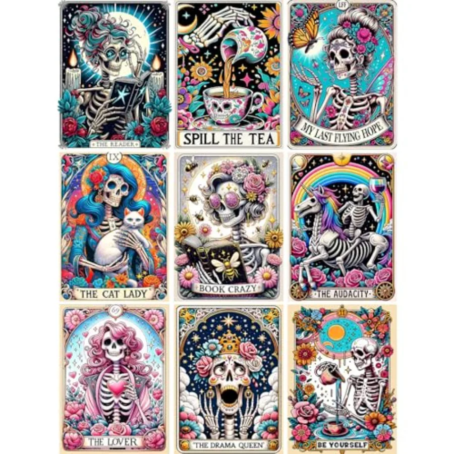 

Skull Diamond Art Kits for Adults - 9pcs Tarot Card Diamond Painting for Beginners DIY Full Rhinestone 5D Gothic Diamond Painti