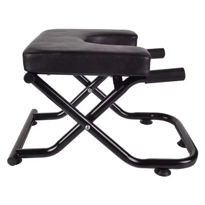 Commercial Use Foldable Inverted Yoga Stool with Adjustable Height Leather & Steel Frame Multi-Functional Training Equipment