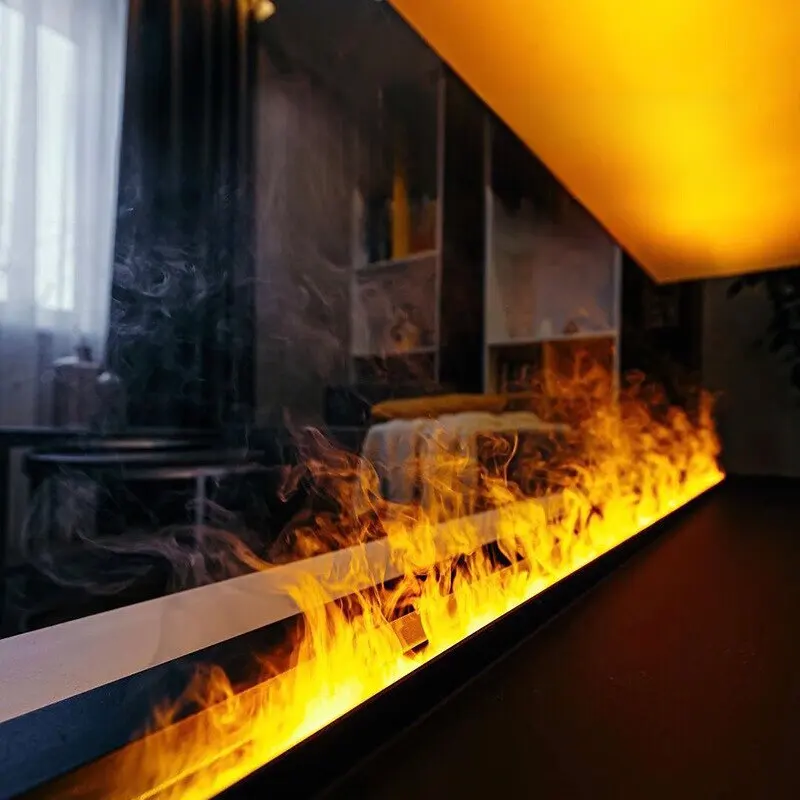 3D Atomizing Stainless Steel Fireplace Electronic Smart Firebox Vent- Built-In Humidifier Home Background Flame