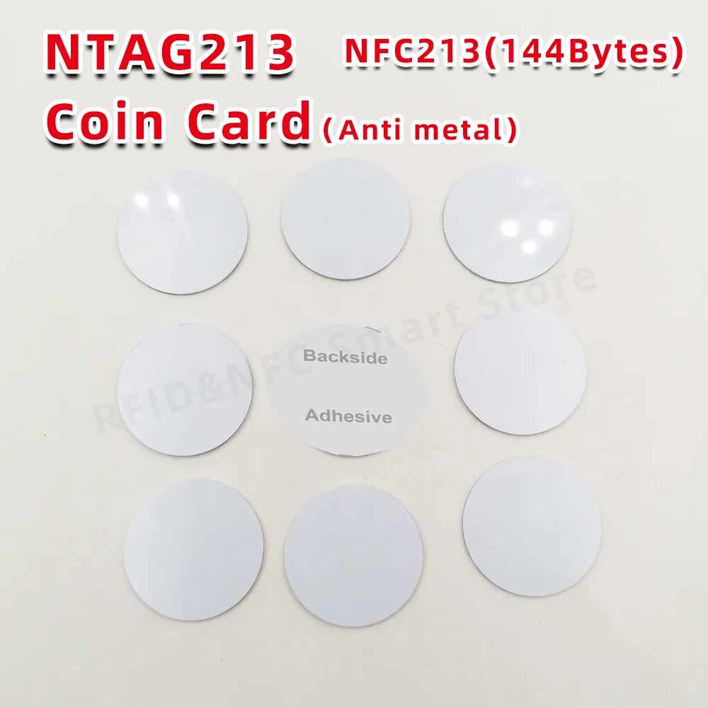 Rotundity 35mm NFC Coin Card NFC 213 Card Anti-metal 13.56MHZ 144 Bytes Universal Metal surface available RFID nt-ag213 nfc tags