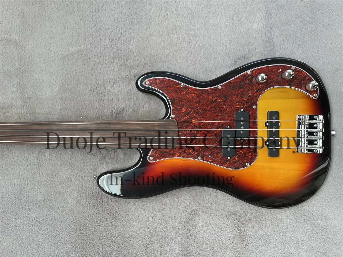 Fretless Bass 4-string Sunlit electric bass Guitar Rosewood fingerboard Maple neck Basswood body factory custom