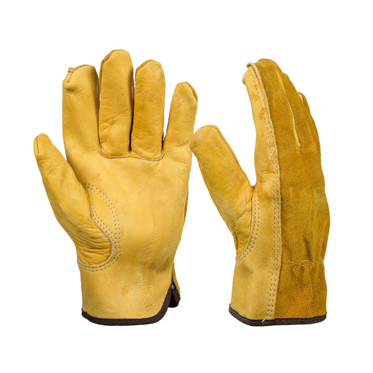 

Durable Garden Gloves Cow Protective Hand Cover For Welding Repair Driving Outdoor Work Yellow Color