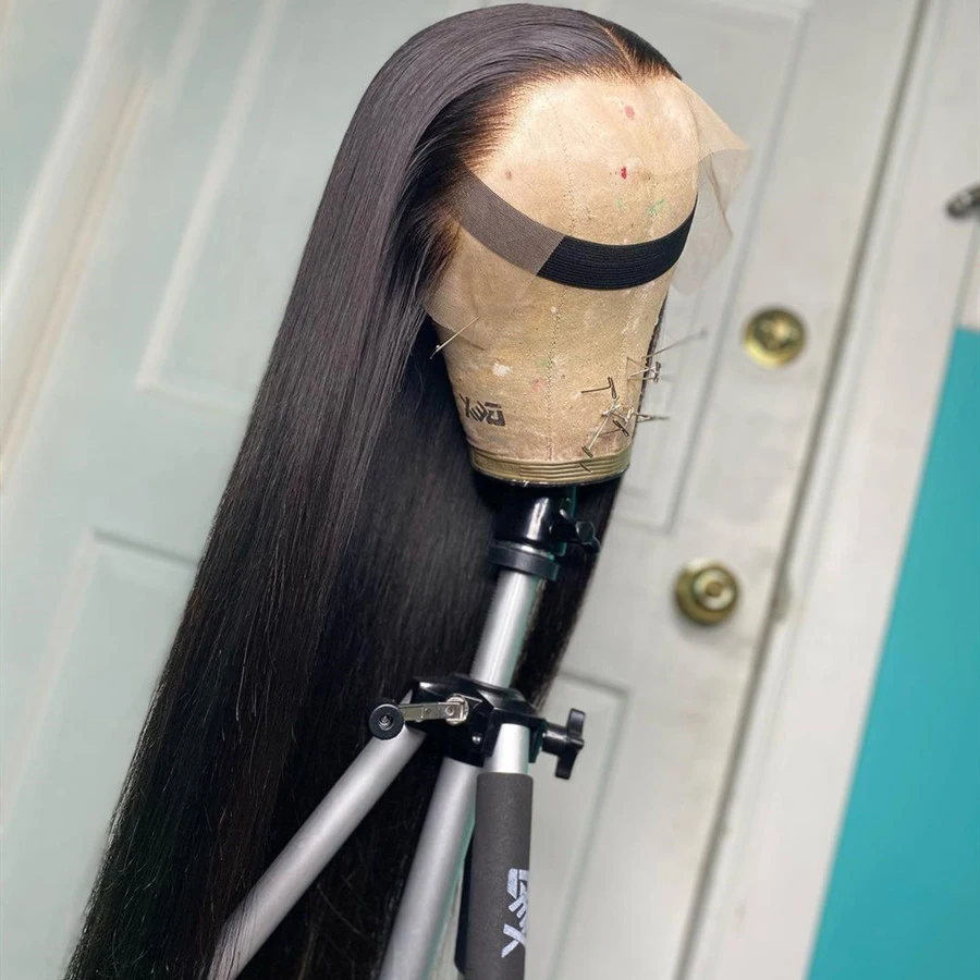 Soft 180Density 26Inch Long Natural Black Silky Straight Deep Lace Front Wig For Women With Baby Hair Preplucked Daily Glueless