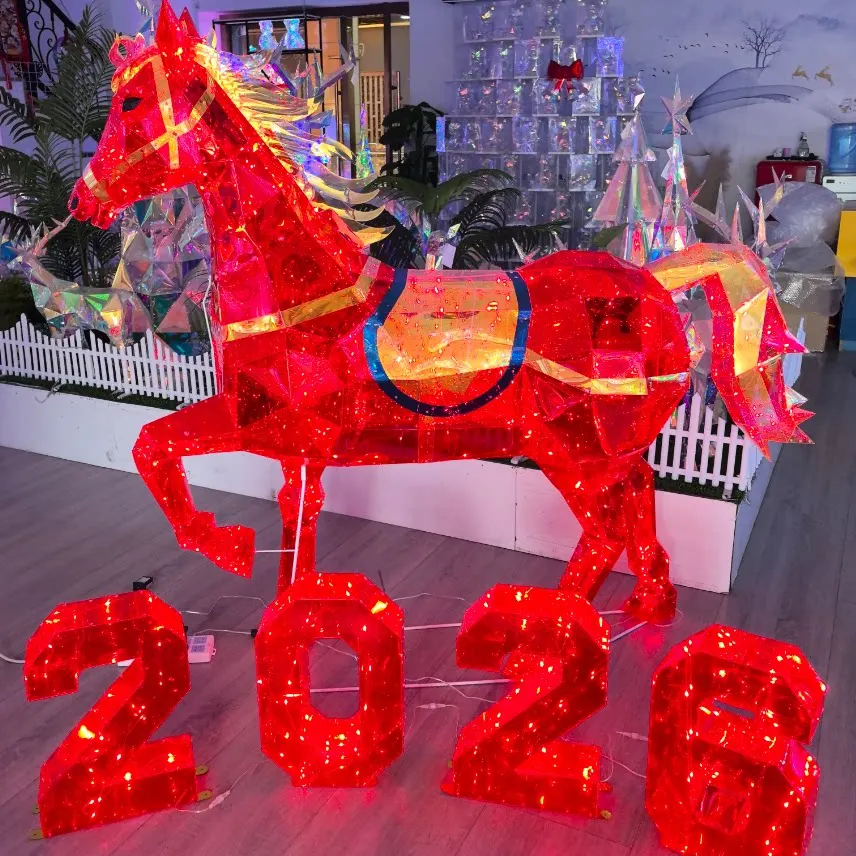 New Year Letter Horse Shape Decor Prop Simulation Mascot Ornament For Outdoor Courtyard Garden Public Space Ornament Sets