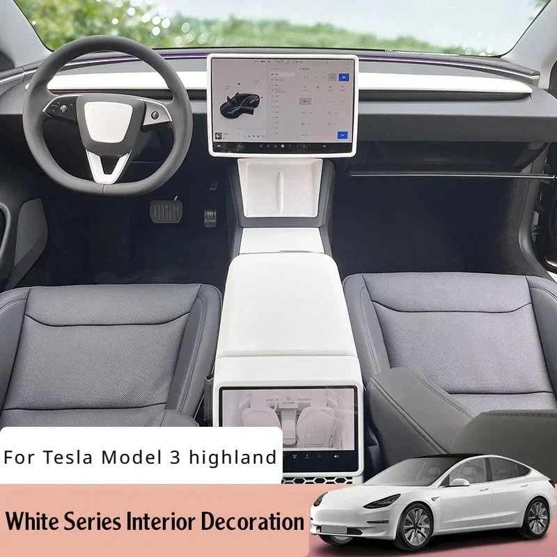 Interior For Tesla Model 3 highland Center Console Storage Box Steering Wheel Screen Protection Decorative Footrest Seat Cover