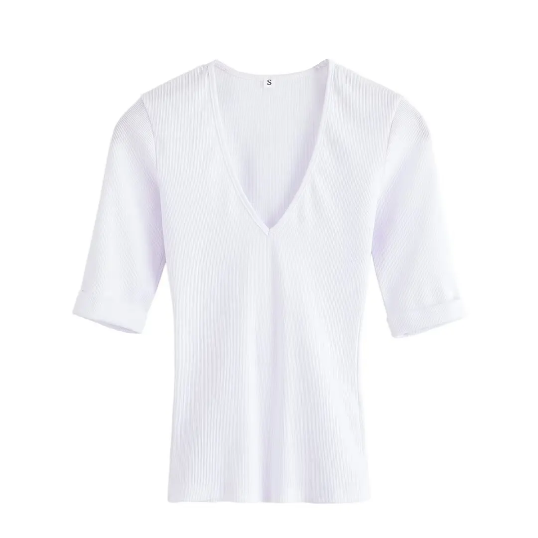 Y2K-camisetas informales finas para mujer, Top de manga corta, camiseta informal para uso diario, Tops cortos básicos lisos para mujer 2025