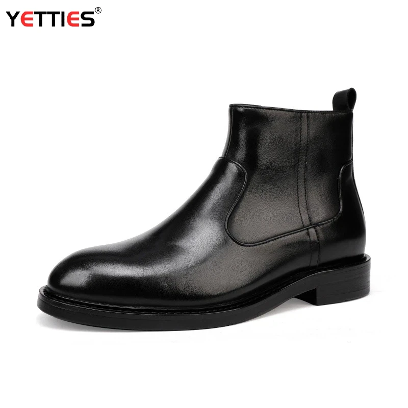 YETTIES Men's Goodyear Welted Side-Zip Combat Boots, Vintage Washed Top Grain Leather High Top for Business & British Casual