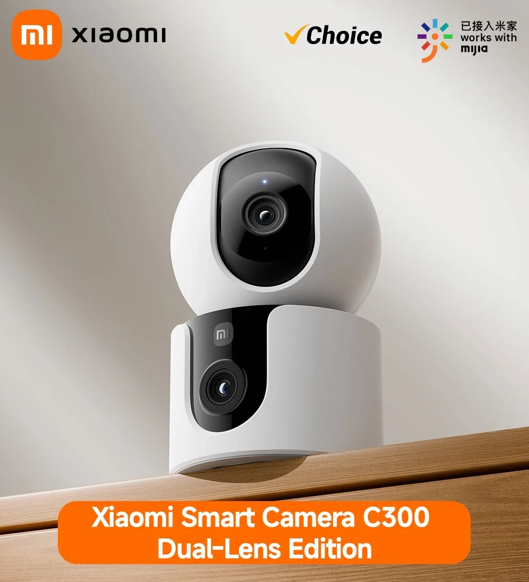 

Xiaomi C300 Camera Dual Lens Smart PTZ 360° AI Detection 3 Million Pixels Full Color Night Vision WiFi 6 Home Security Mi Home