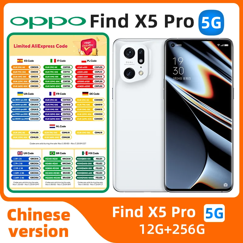 

Oppo Find X5 Pro MediaTek Dimensity 9000 5G Screen Fingerprint 6.7" AMOLED 120HZ 50.0MP Camera 80W Charger 5000mAh used phone