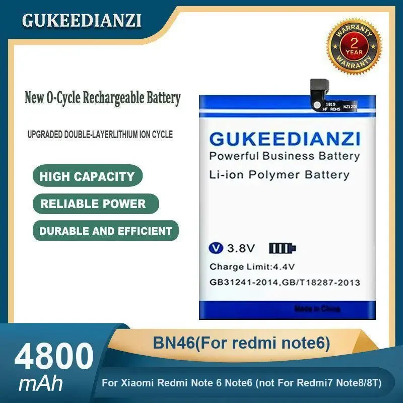 

High Capacity 4800mAh BN46(For redmi note6) Mobile Phone Battery For Xiaomi Redmi Note 6 Note6 (not For Redmi7 Note8/8T)