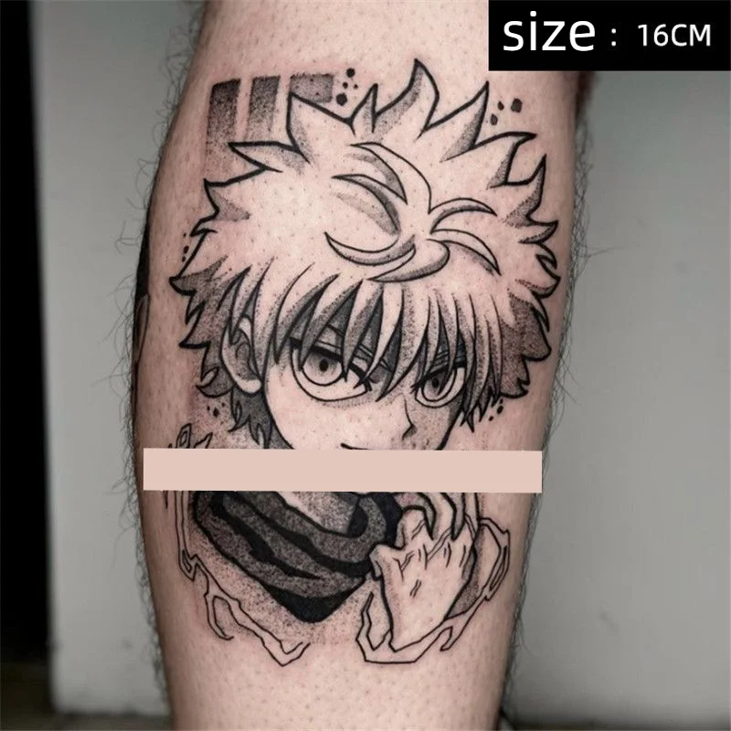 Anime HUNTER X HUNTER tymczasowe tatuaże Killua Zoldyck transfer tatuaż tatuaże do ciała wodoodporne fałszywe naklejki z tatuażami dla kobiet mężczyzn