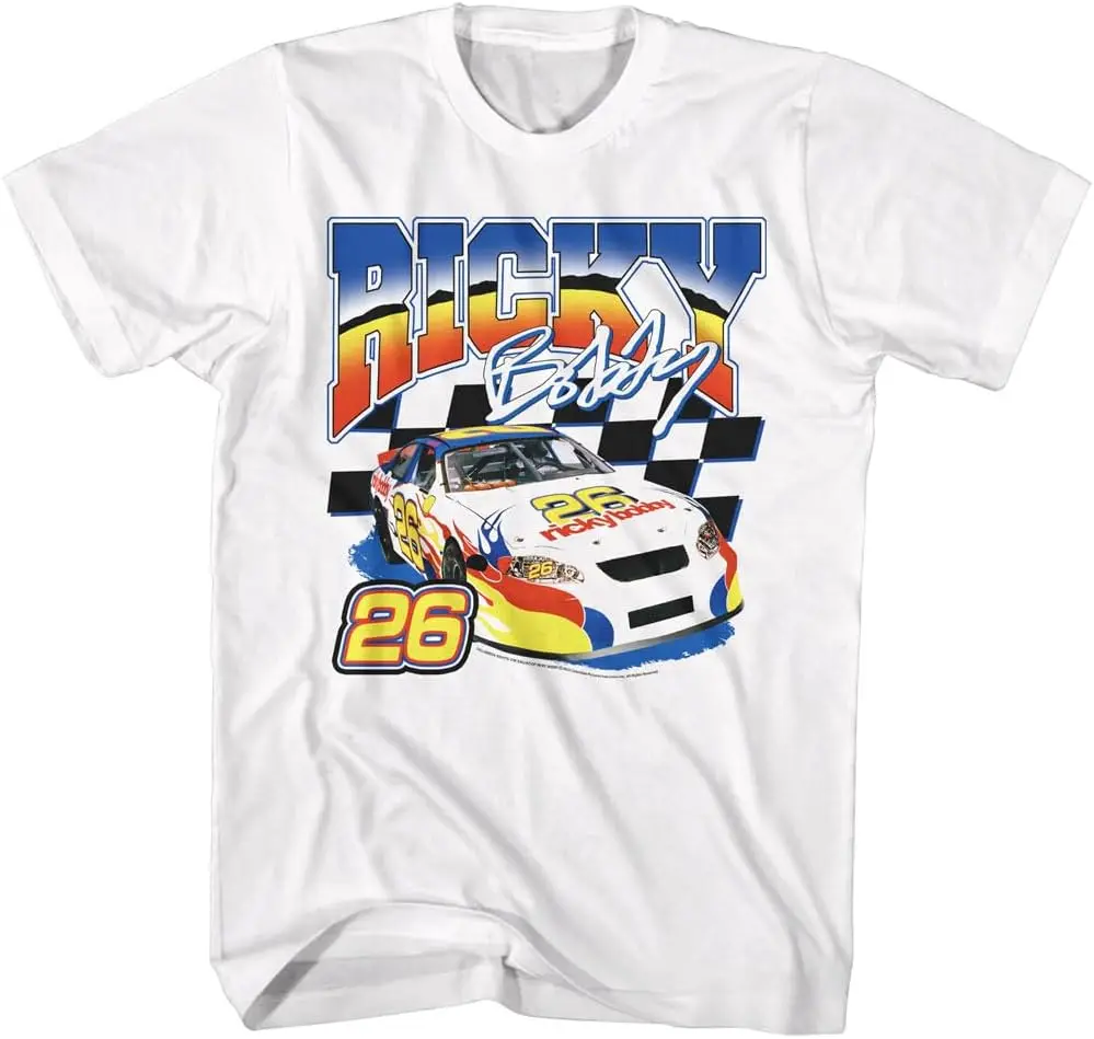 Talladega Nights Ricky Bobby Race Car 26 Adult Short Sleeve T Shirt Comedy Movie Graphic Tees 100% Cotton Trendy Y2K Short-Sleeve Tee-Soft, Quick-Drying,  Wrinkle Resistant Light Cotton Graphic Tshirt Soft Stretchy Casual