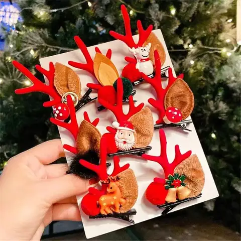 크리스마스 헤어 클립 만화 봉제 엘크 귀 머리핀, 산타 눈사람 바렛, 어린이 여성 코스프레 모자, 크리스마스 새해, 1 쌍 Best5 크리스마스 헤어 클립 만화 봉제 엘크 귀 머리핀, 산타 눈사람 바렛, 어린이 여성 코스프레 모자, 크리스마스 새해, 1 쌍 Best5
