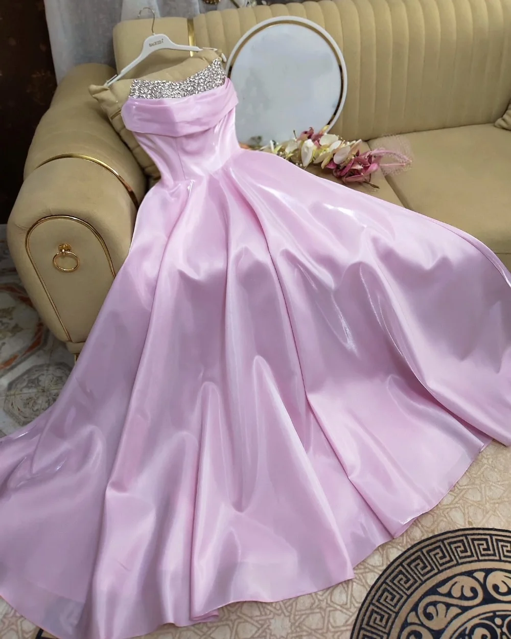 

Customized Matching Sparkle Rhinestone Draped A-line Strapless Long Dresses Bespoke Occasion Dresses Sizes Available Classic