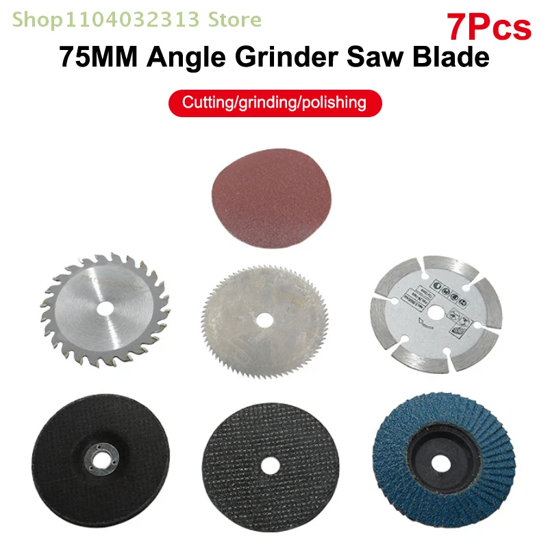 7Pcs 75mm Diameter Cutting Disc for Angle Grinder 10mm Bore Hole Circular Saw Blade Sanding Tool for Tile Wood Metal
