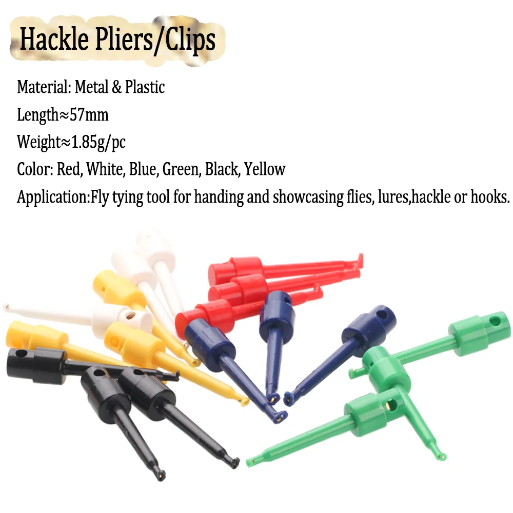 4pcs Mini Grabber Hackle Pliers Flies Hook Clips Fishing Fly Streamer Nymph Fishing Lure Bait Fly Fishing Holder Fly Tying Tool