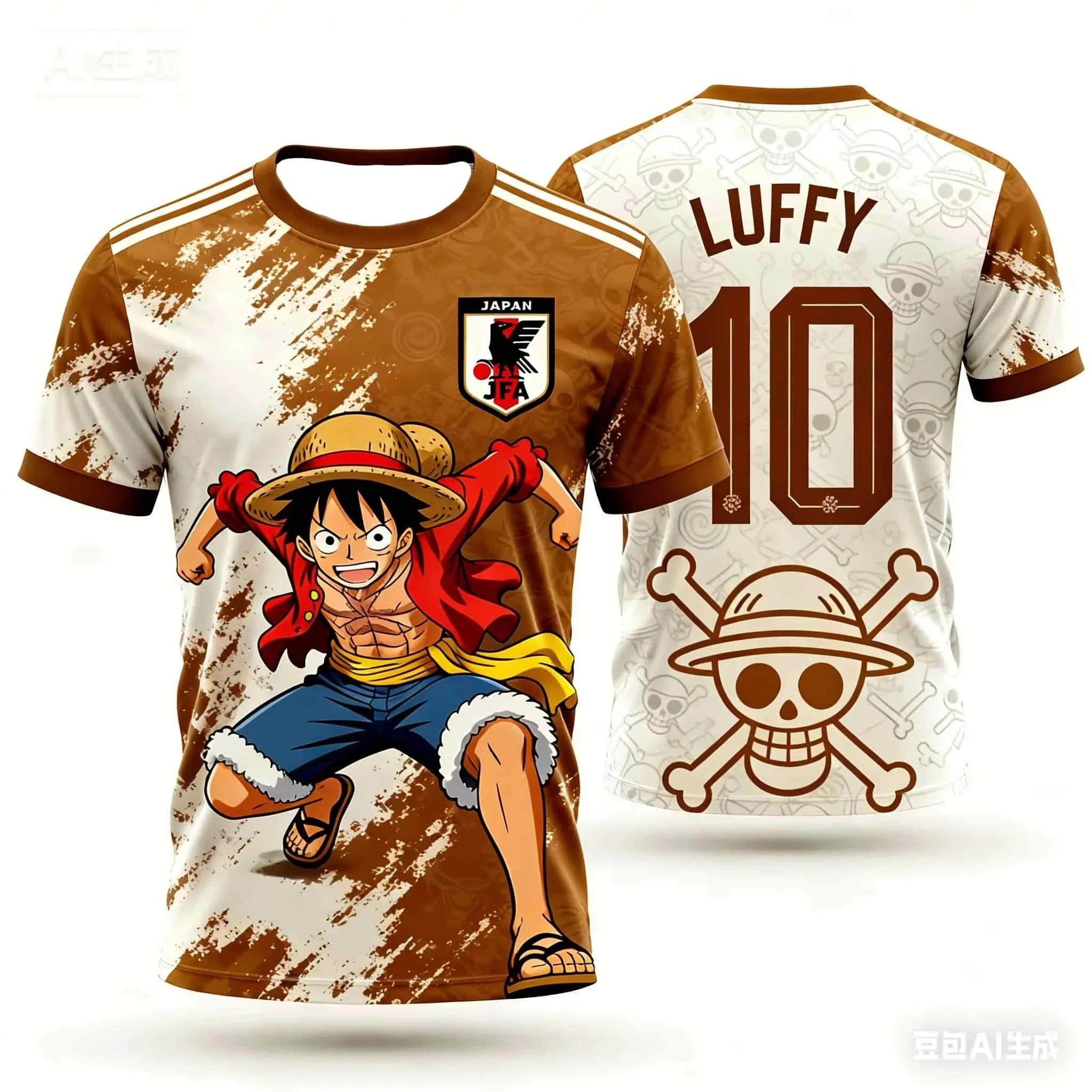 2026 Luffy Football Shirt, Children's Football Special Shirt Set, Adult Men's Quick Drying Breathable Sports T-shirt