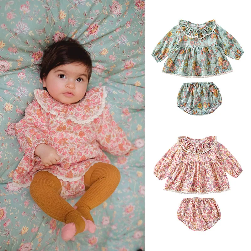 

Baby Girl Romantic Flying Sleeve Ruffled Dress Baby Girl Dress Spring Kids Sets Long Sleeve Floral Dresses Baby Clothes