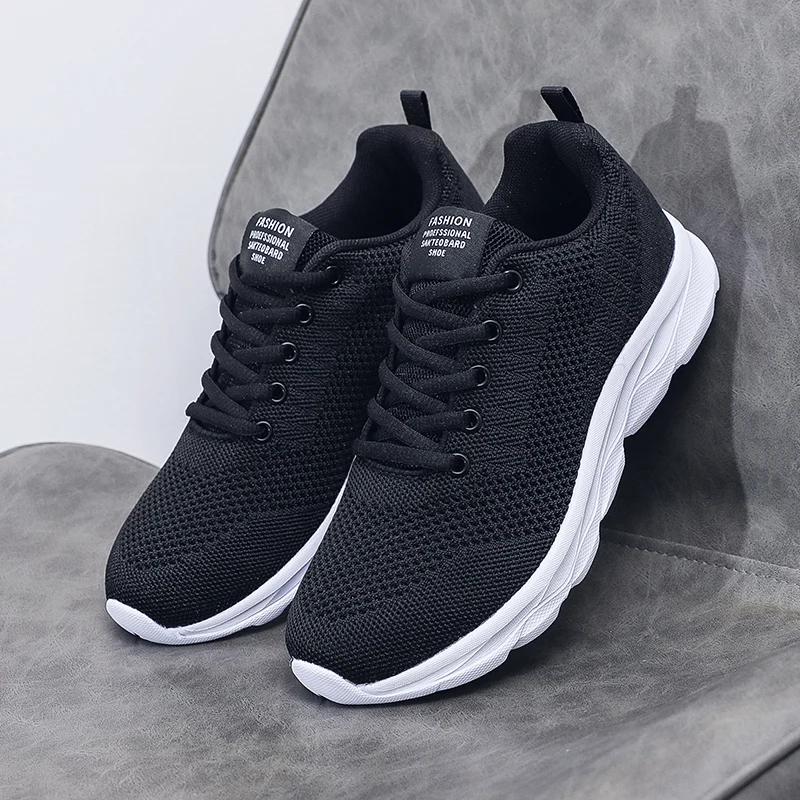 2024 Women's Sneakers Soft Sole Autumn Fashion Mesh Black Versatile Lace Up Breathable Casual Running Shoes Tenis Femimino