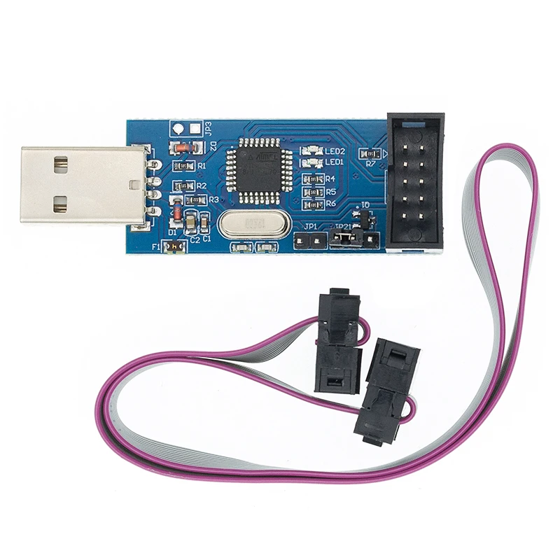 1 قطعة جديد USBASP USBISP AVR مبرمج USB ISP USB ASP ATMEGA8 ATMEGA128 دعم Win7 64K 10Pin إلى 6 دبوس لوح مهايئ