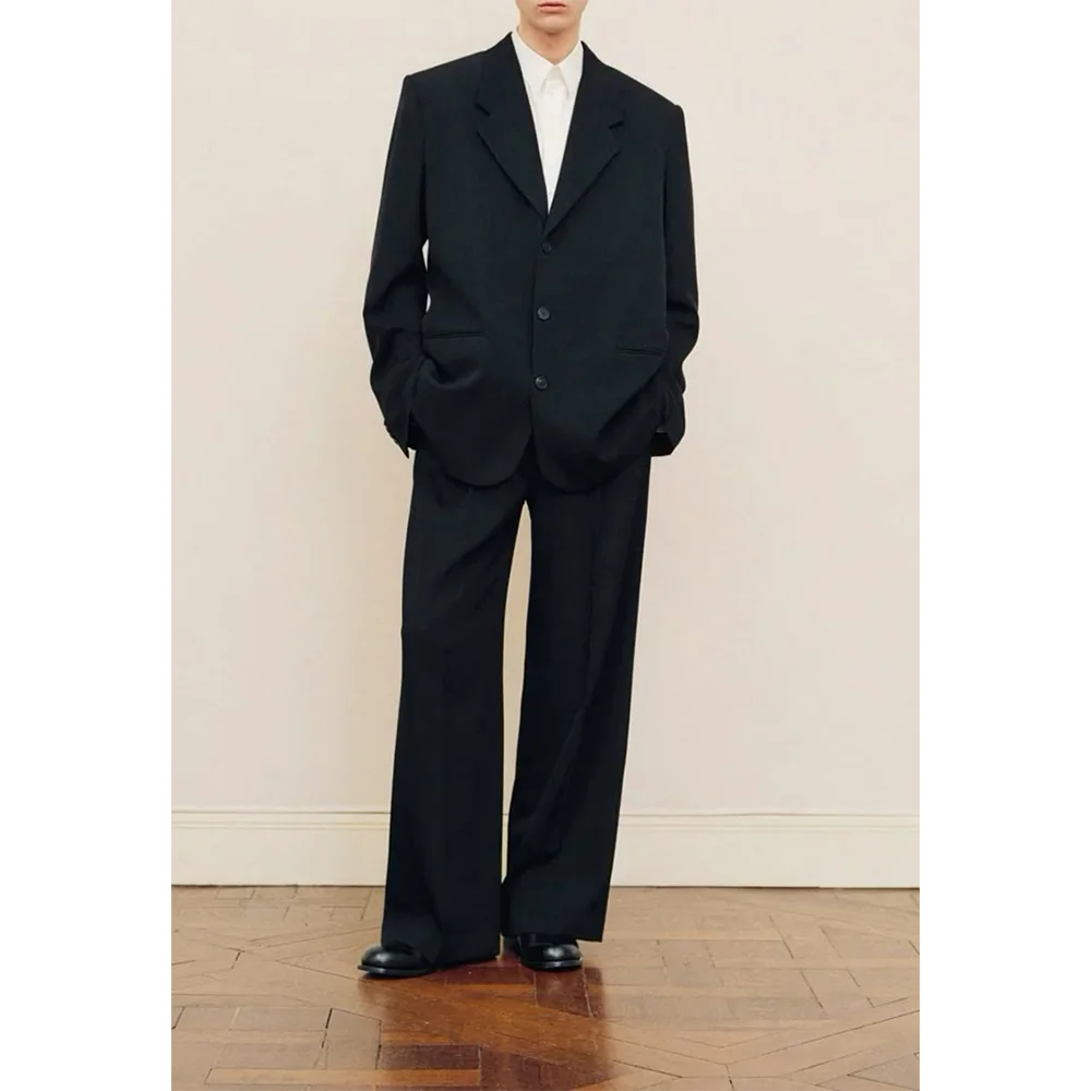 

Men Loose Suits 2 Piecs Jacket Pants Single Breasted Peak Lapel Casual Daily Commute Social Party Suits